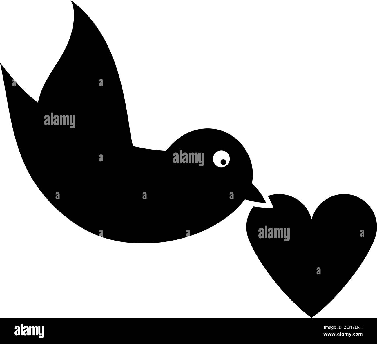 Icône Dove with Heart Illustration de Vecteur