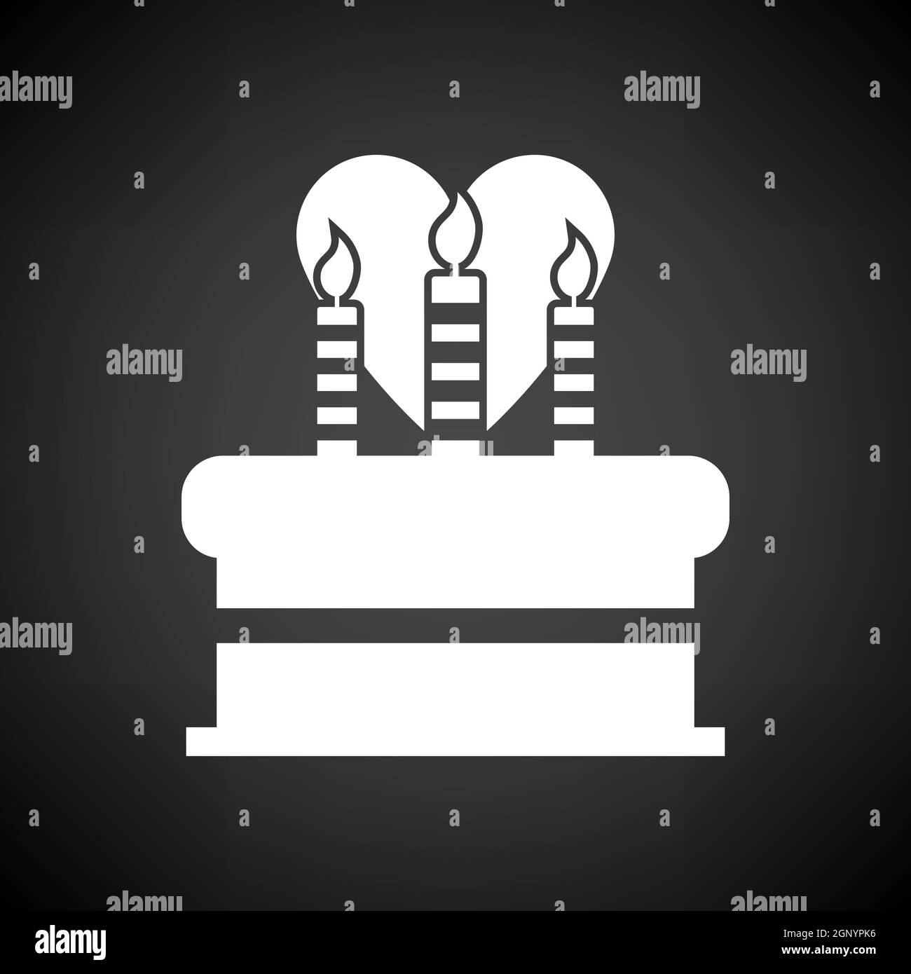 Cacke aux bougies et icône en forme de coeur Illustration de Vecteur