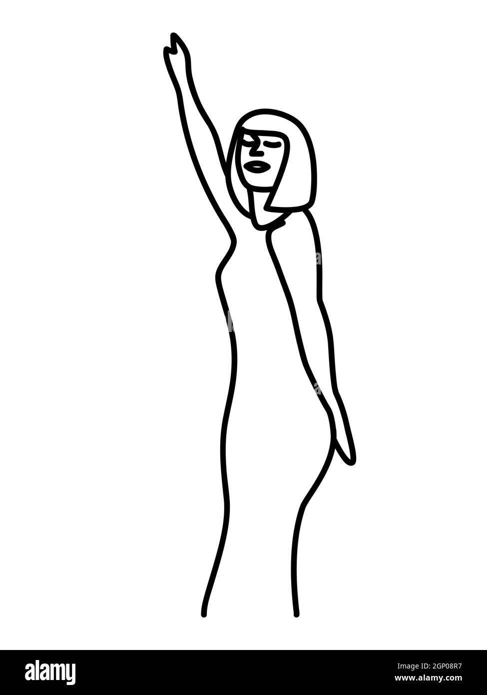 Minimalisme Portrait vectoriel féminin dessiné à la main dans un style moderne abstrait à une ligne. Décor imprimé, art mural, design créatif pour les médias sociaux.mode modèle portrait whit dance femme Illustration de Vecteur