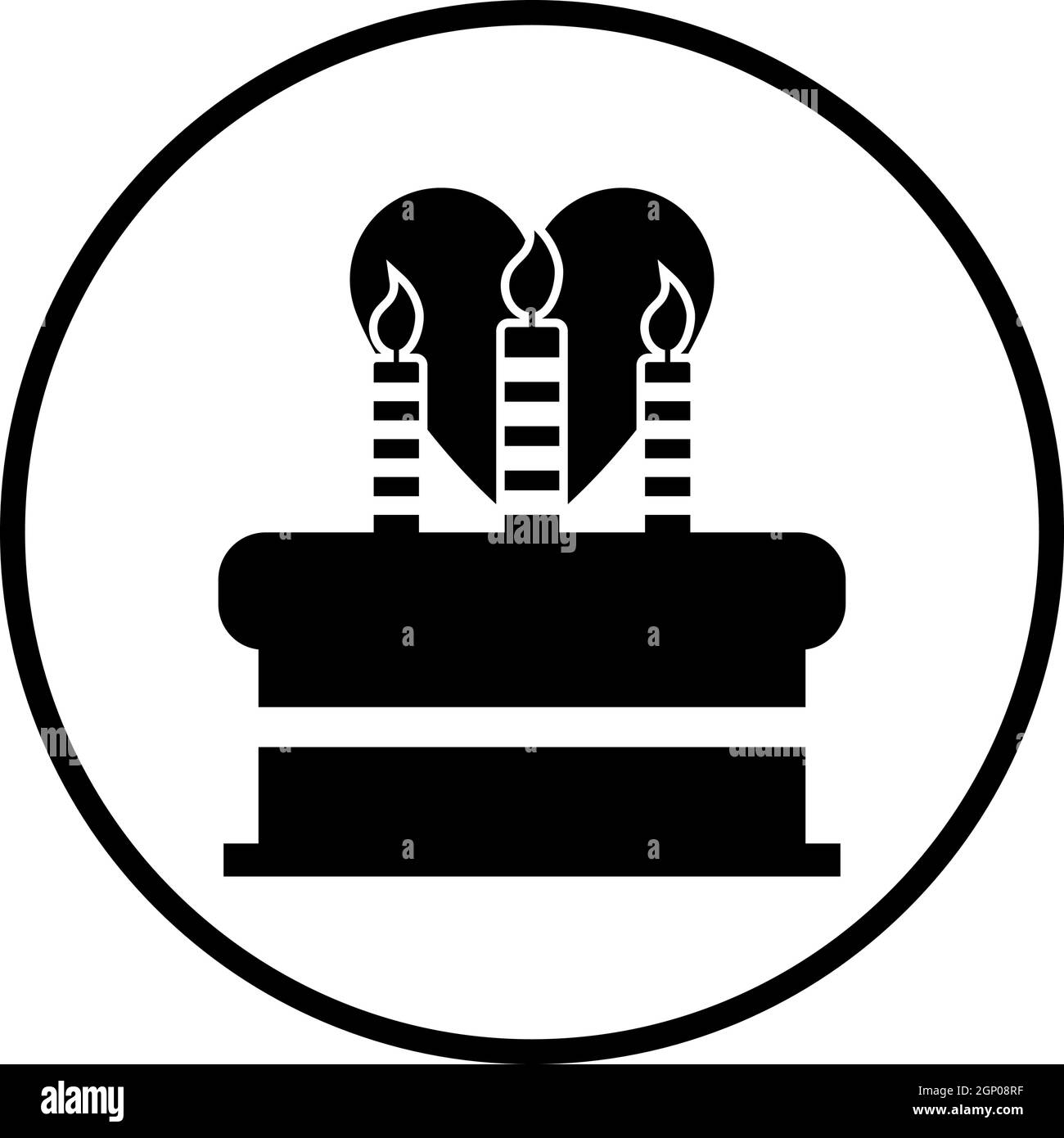 Cacke aux bougies et icône en forme de coeur Illustration de Vecteur