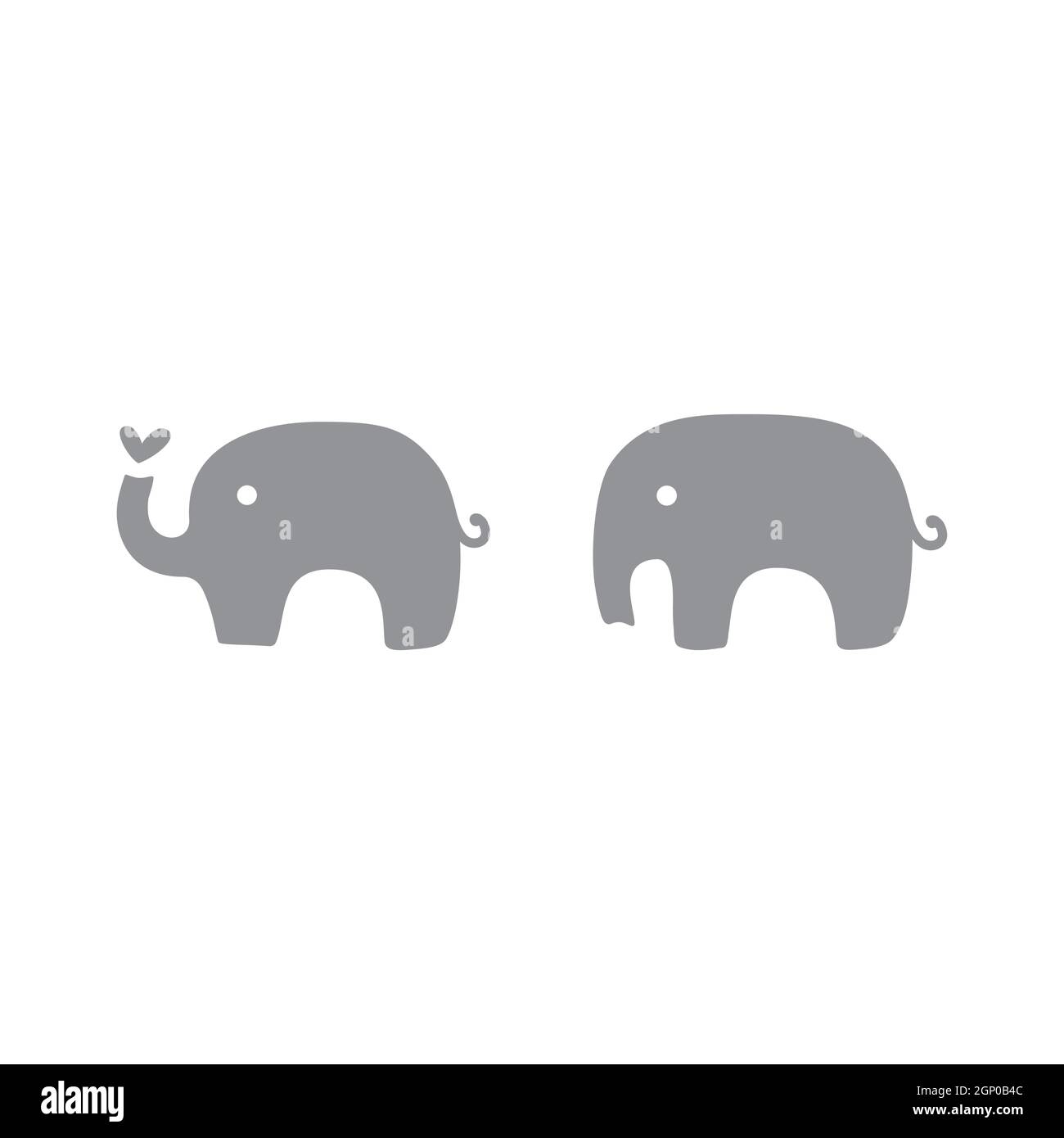 Joli éléphant avec silhouette de coeur Illustration de Vecteur