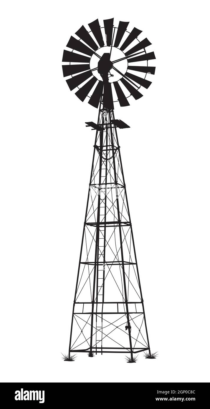 illustration détaillée du moulin à vent vectoriel noir sur fond blanc Illustration de Vecteur illustration détaillée du moulin à vent vectoriel noir sur fond blanc Illustration de Vecteur