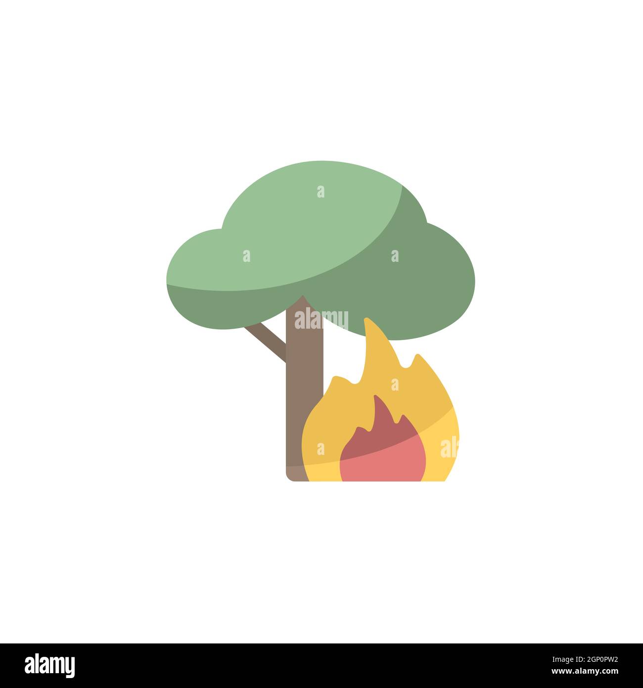 Feu et arbre. Icône plate. Illustration du vecteur météorologique isolé Illustration de Vecteur