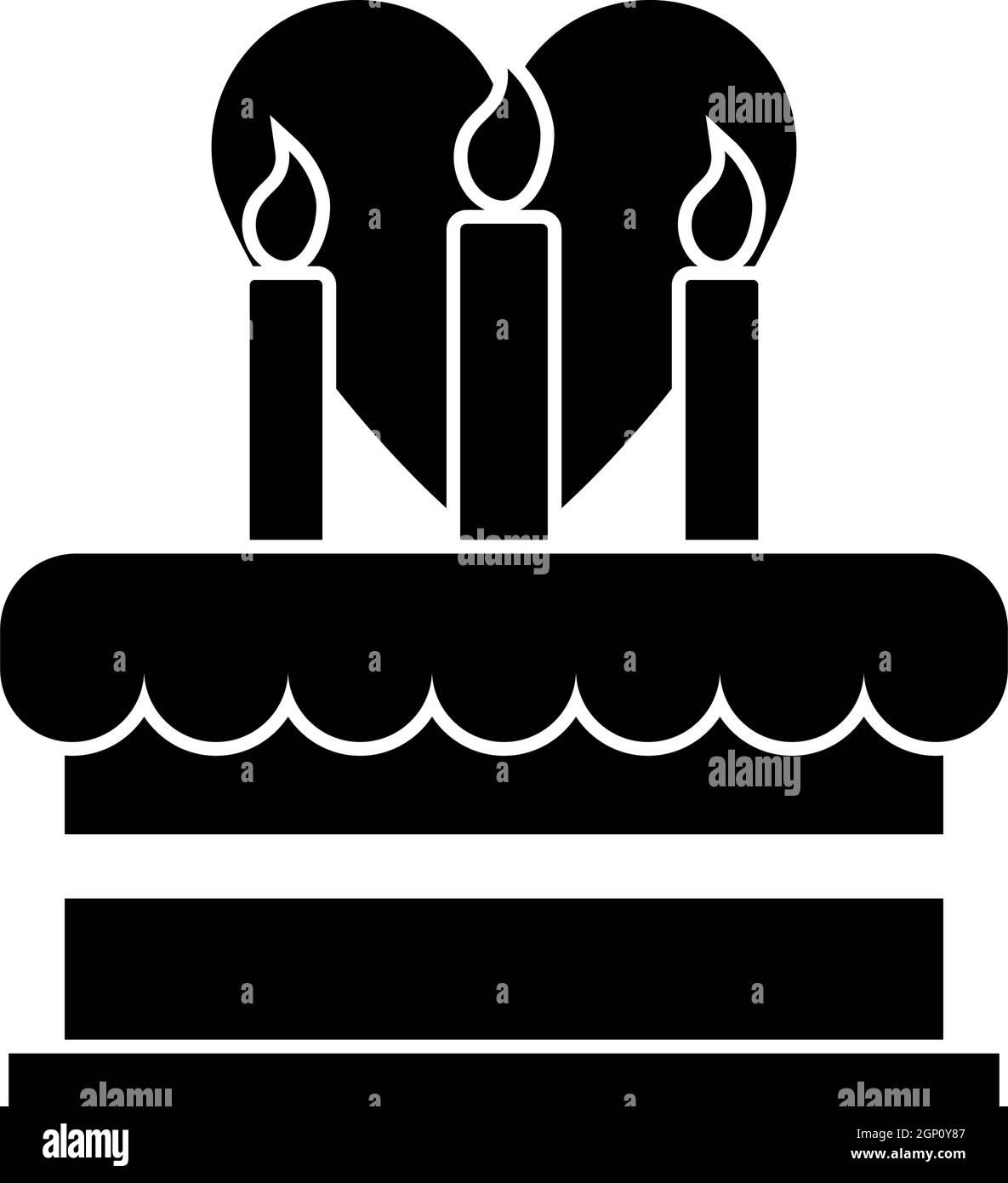 Cacke aux bougies et icône en forme de coeur Illustration de Vecteur