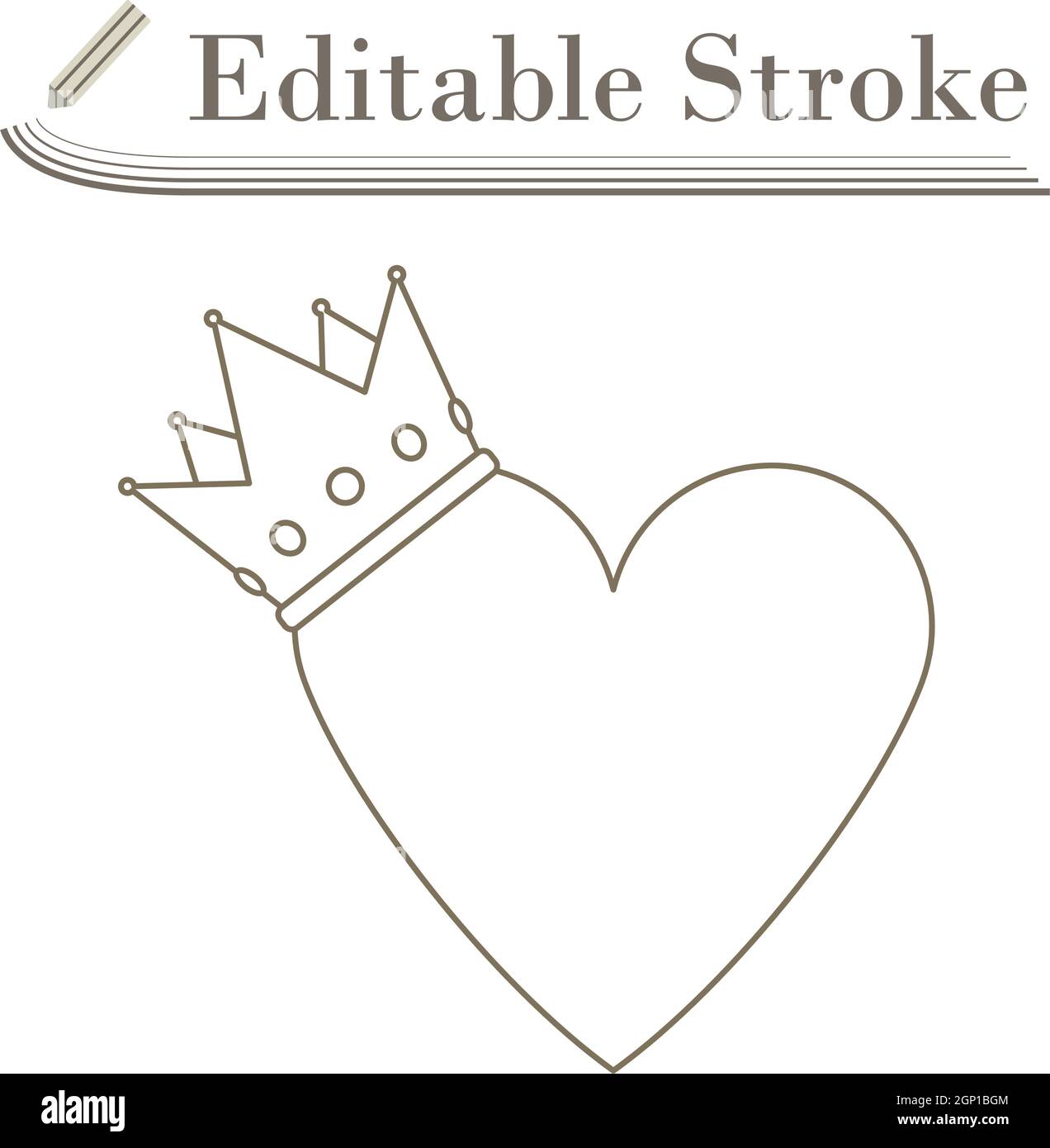 Icône couronne coeur Saint-Valentin Illustration de Vecteur