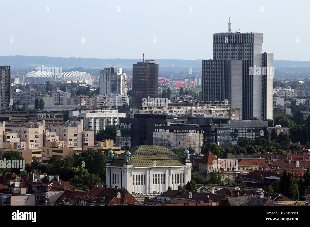 La basse-ville historique avec la construction de l'architecture de l'État croate à Zagreb, Croatie Archives Banque D'Images