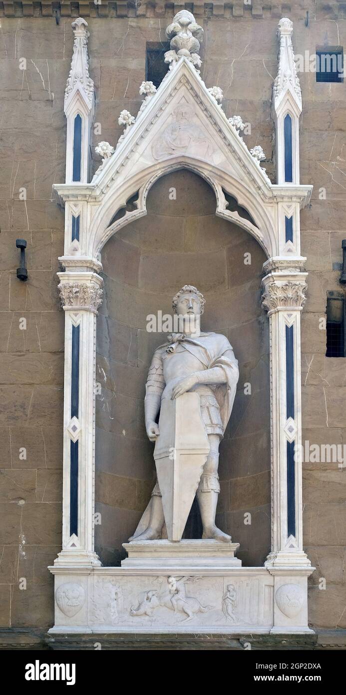 Saint Georges de Donatello, de l'église Orsanmichele à Florence, Toscane, Italie Banque D'Images