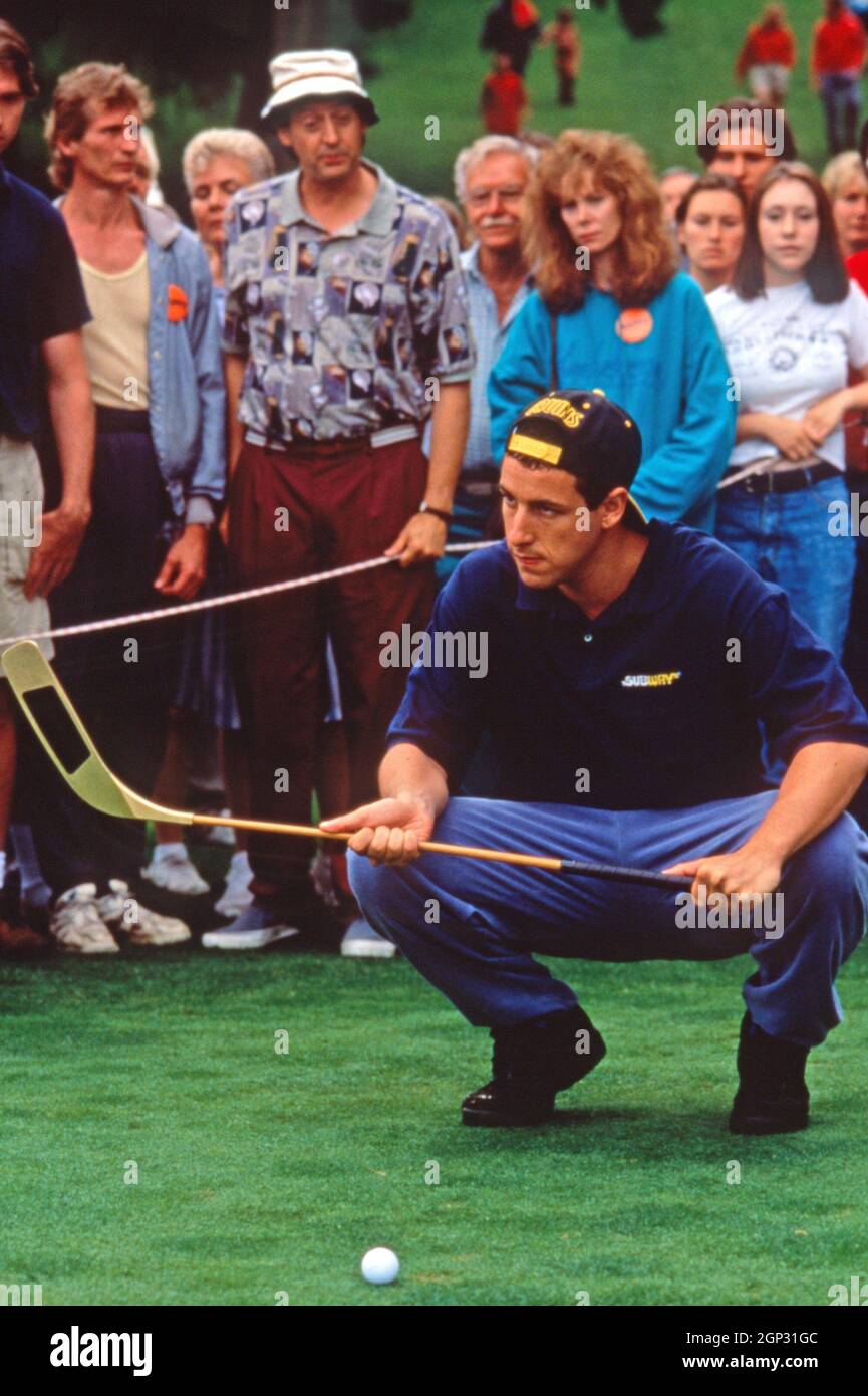 HAPPY GILMORE, premier plan Adam Sandler; arrièreplan porter un