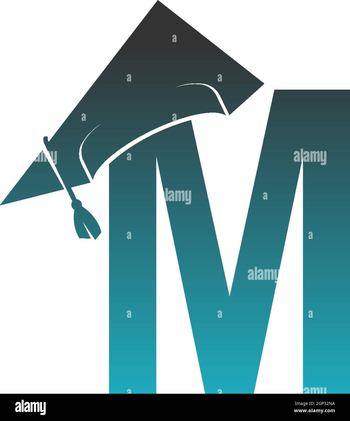 Logo lettre M avec motif chapeau de graduation Illustration de Vecteur
