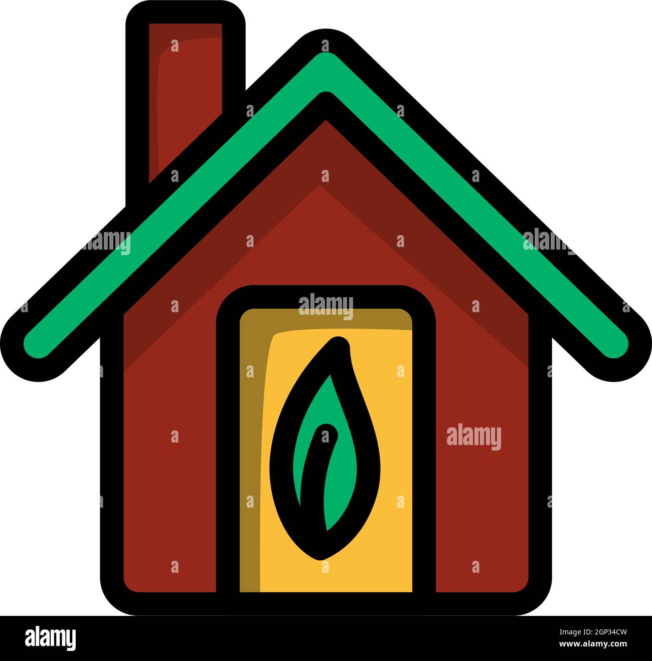 Maison écologique avec icône feuille Illustration de Vecteur
