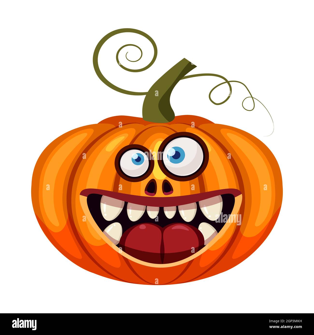 Citrouille Halloween visage drôle bouche ouverte creepy et effrayant drôles  mâchoires teeths créatures expression personnage monstre. Style de dessin  animé vectoriel isolé Image Vectorielle Stock - Alamy