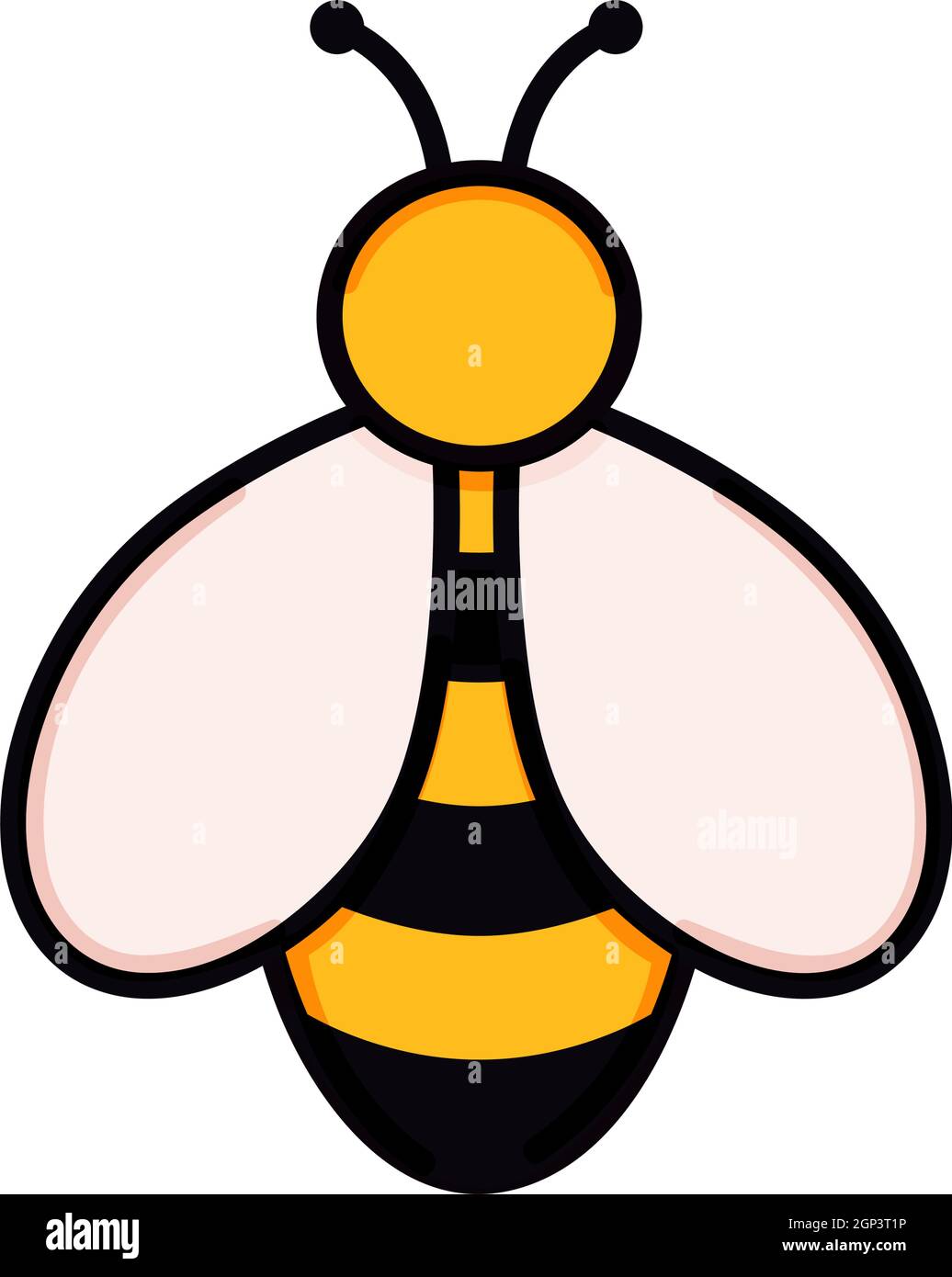 Illustration de vecteur abeille mignon en forme de doodle. Dessin coloré pour enfants pour le design d'icône et de logo dans les couleurs jaune et noir isolé sur fond blanc Illustration de Vecteur