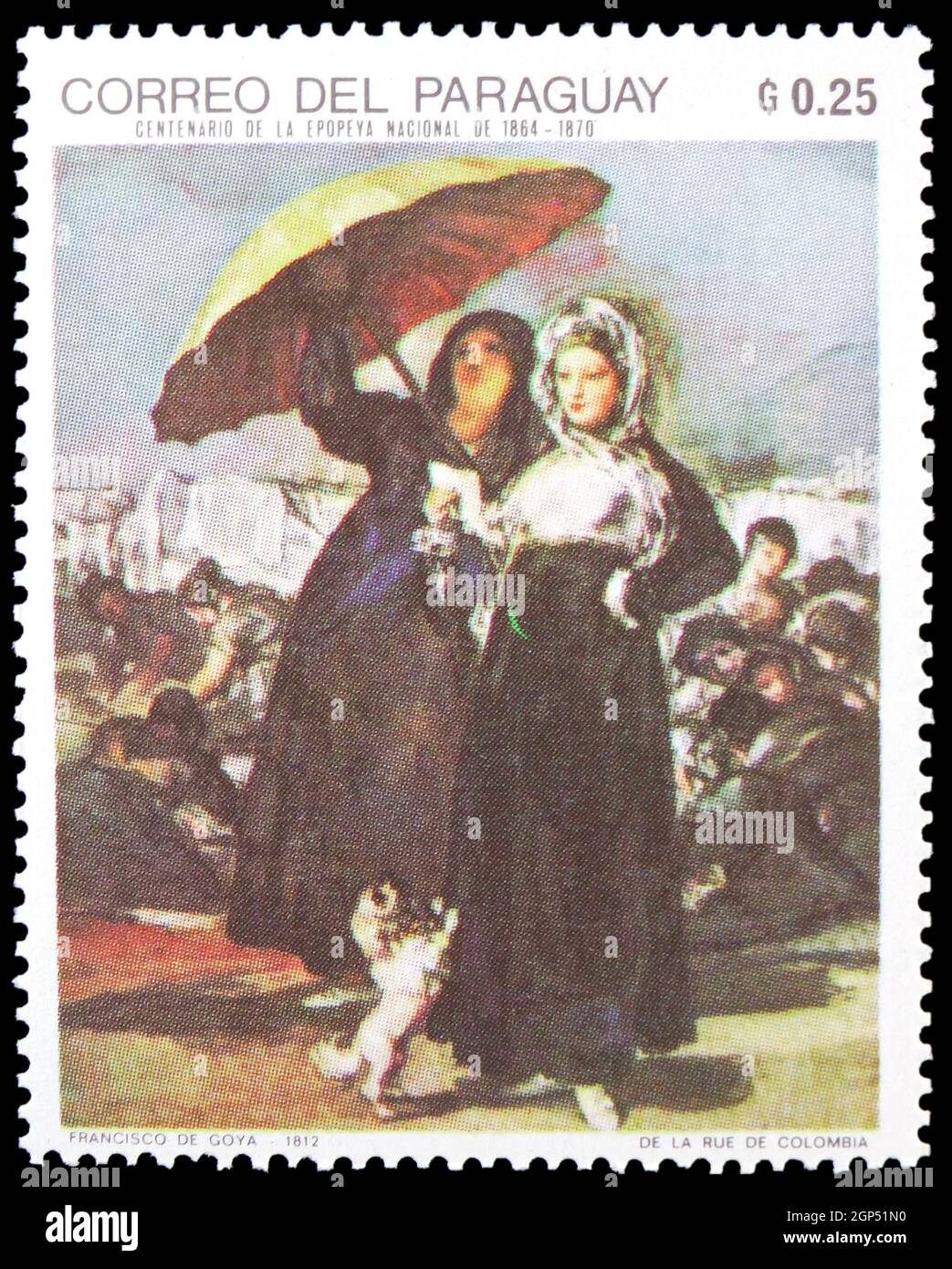 MOSCOU, RUSSIE - 5 AOÛT 2021 : le timbre-poste imprimé au Paraguay montre la lettre ou la série de peinture espagnole Young, de Goya Francisco (1746-1828) Banque D'Images