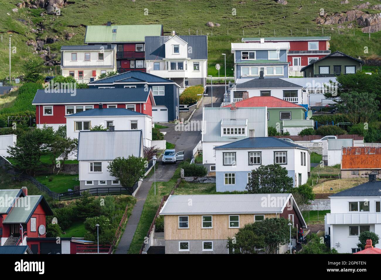 Maisons de Tvovori, Suduory, îles Féroé Banque D'Images