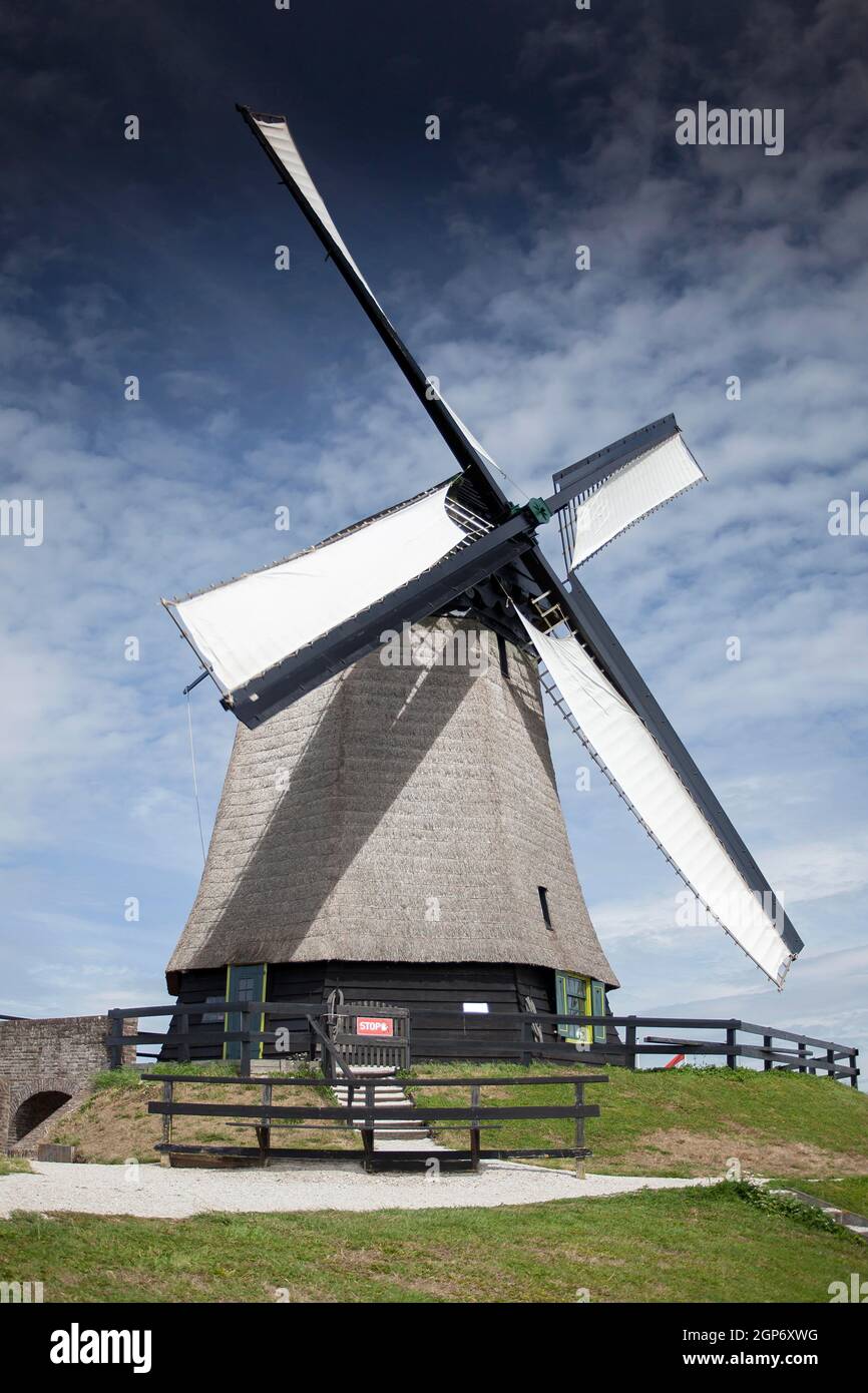 Moulin à vent en activité, Windmill Museum of Schermerhorn, Hollande, pays-Bas Banque D'Images