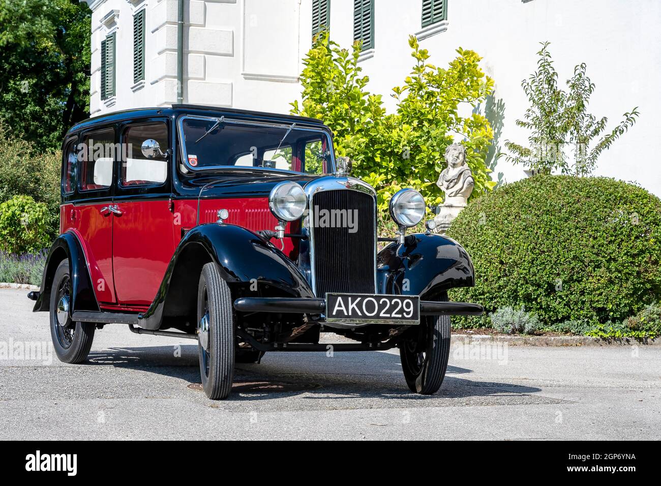 Voiture d'époque Hillman Minx année de construction 1933, 3 rapports, 1, capacité de 185 ccm, 4 cylindres, 30 ch, poids 950 kg, Schloss Neuaigen, Autriche Banque D'Images
