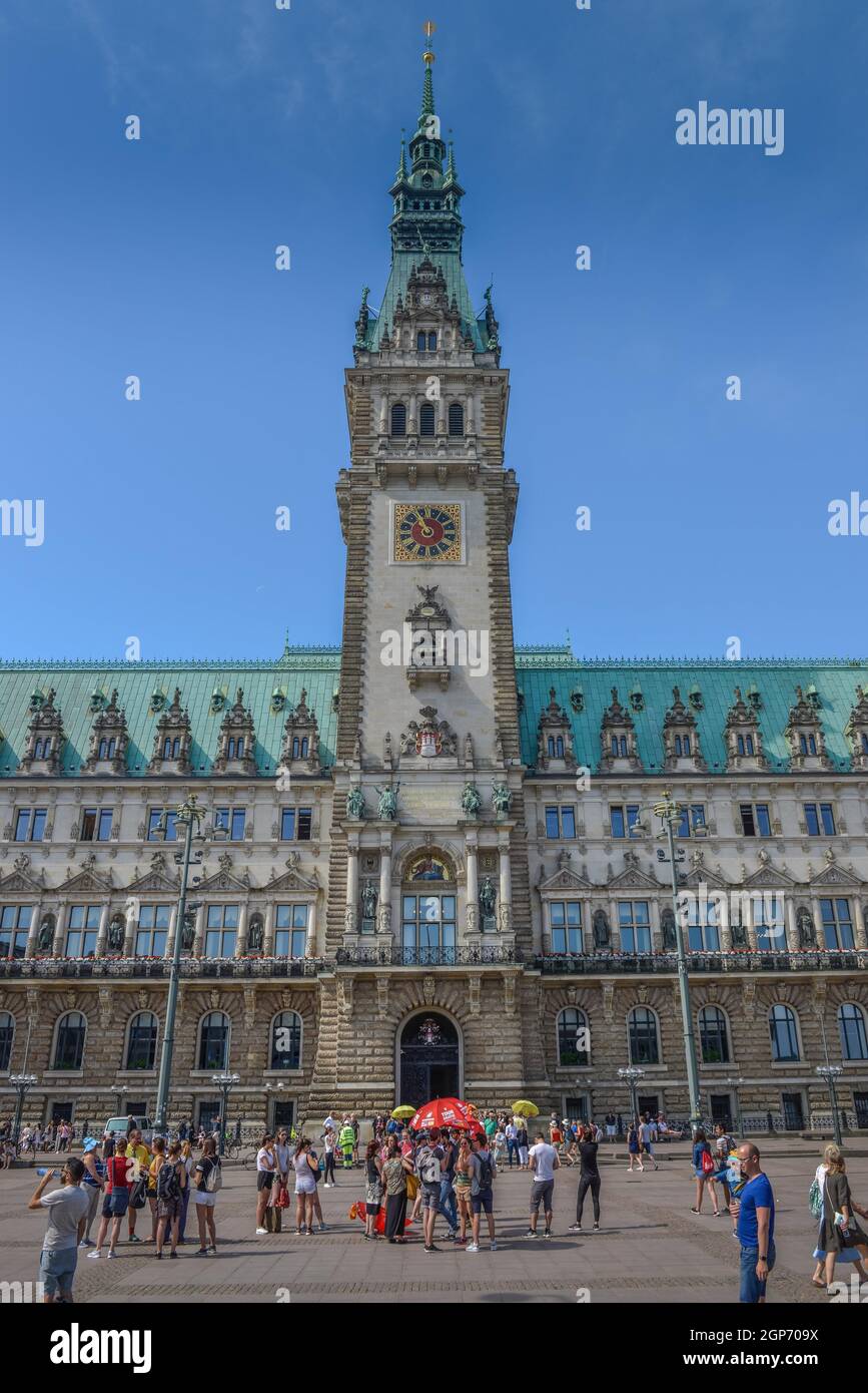 Hôtel de ville, Rathausmarkt, Hambourg, Allemagne Banque D'Images