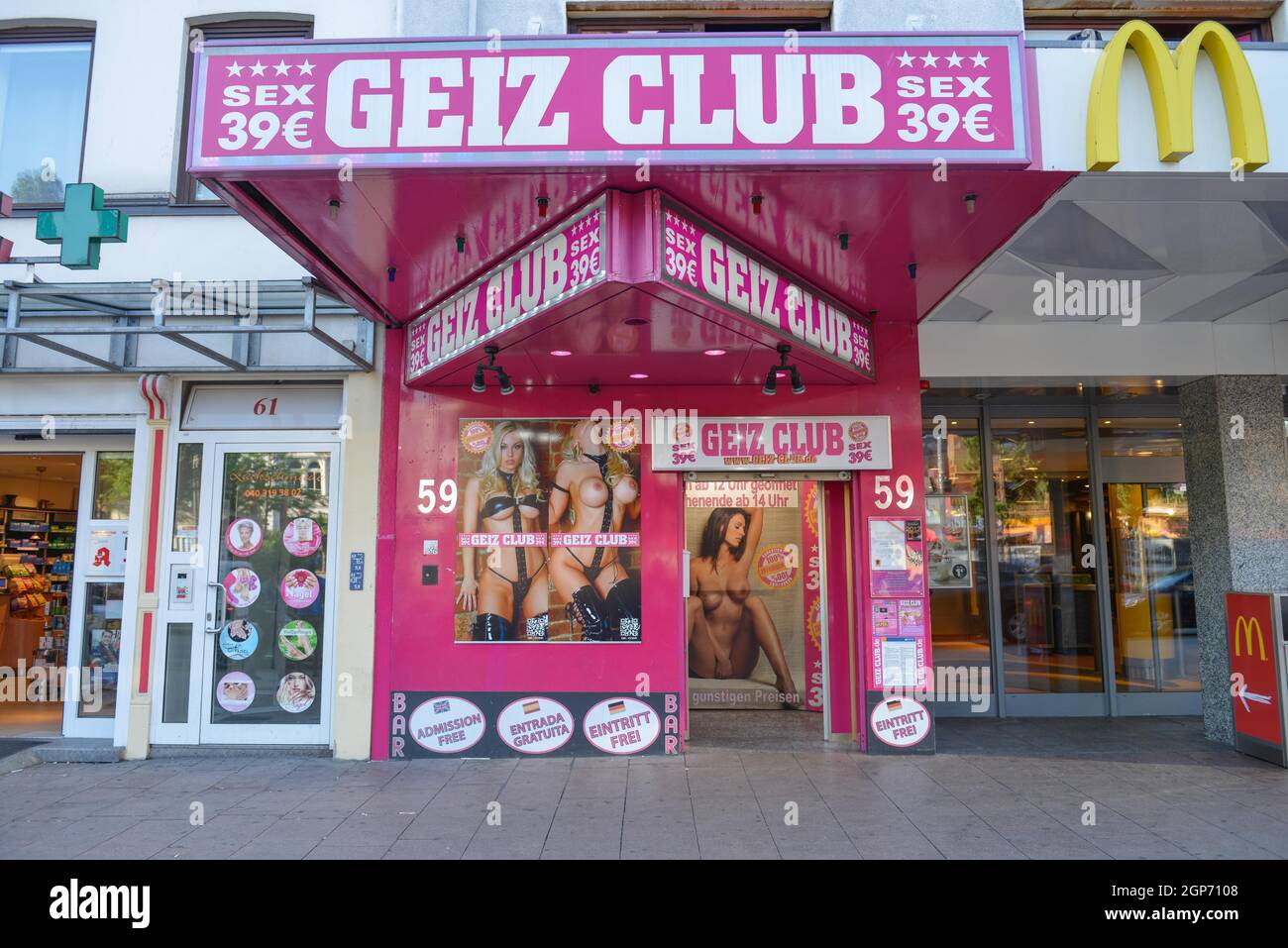 Geiz Club, Reeperbahn, St. Pauli, Hambourg, Allemagne Banque D'Images