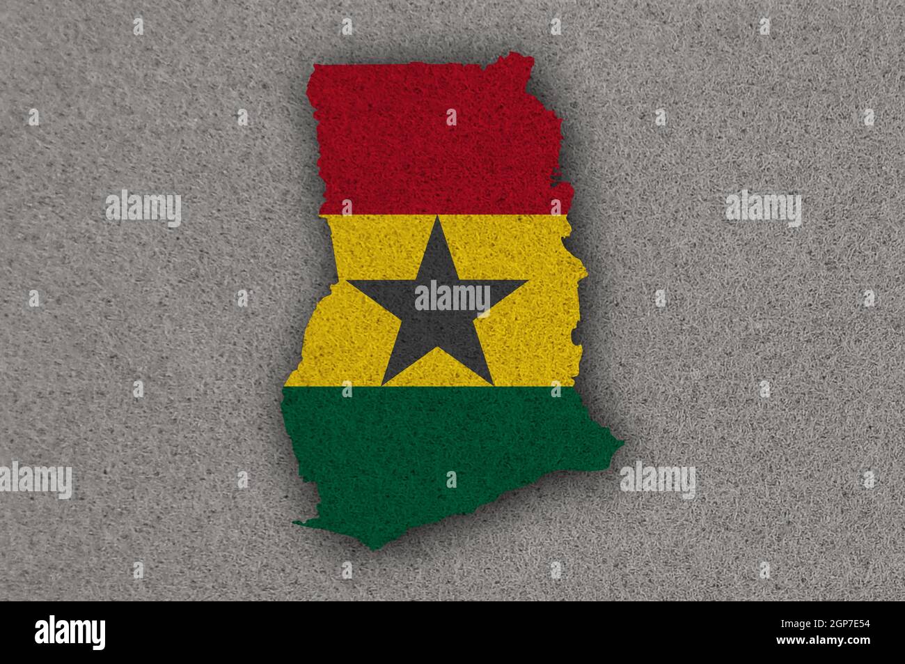 Carte et drapeau du Ghana sur le feutre Banque D'Images