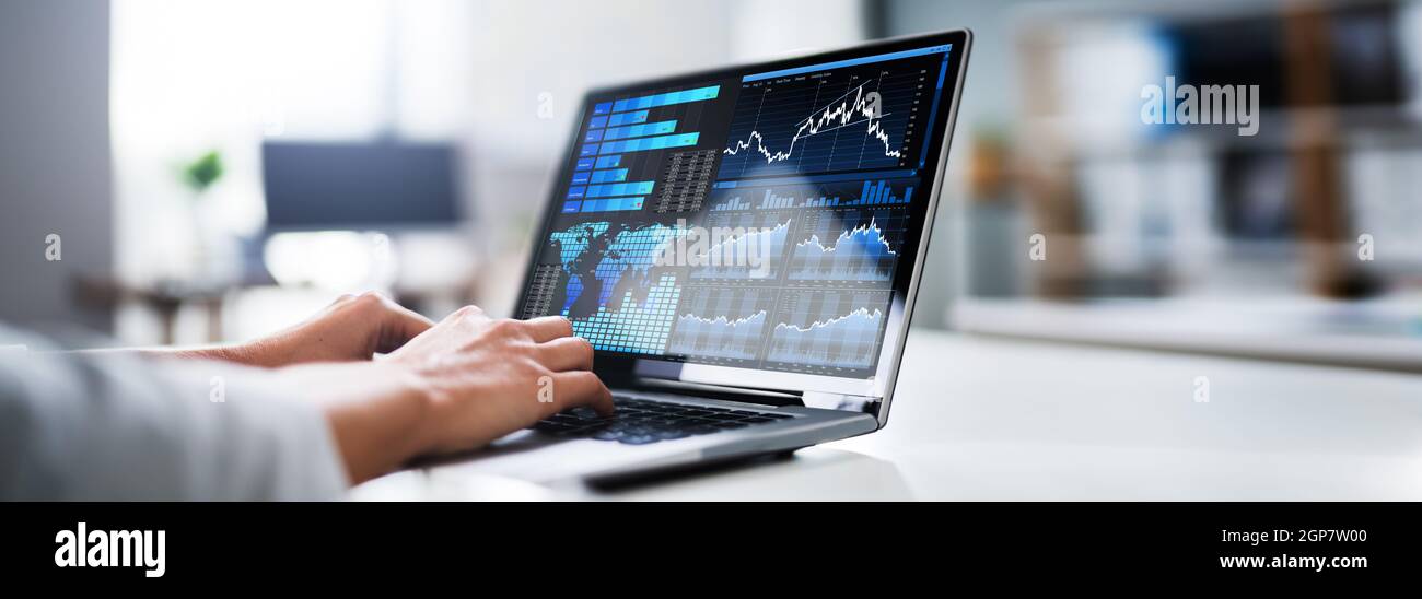 Tableau de bord analytique d'entreprise KPI sur ordinateur portable Banque D'Images