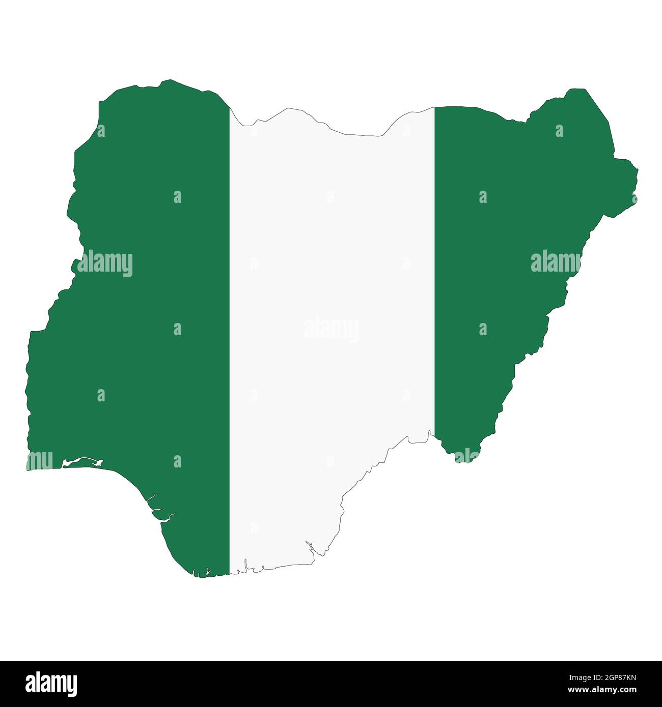 Une carte du Nigeria sur fond blanc avec un masque Banque D'Images