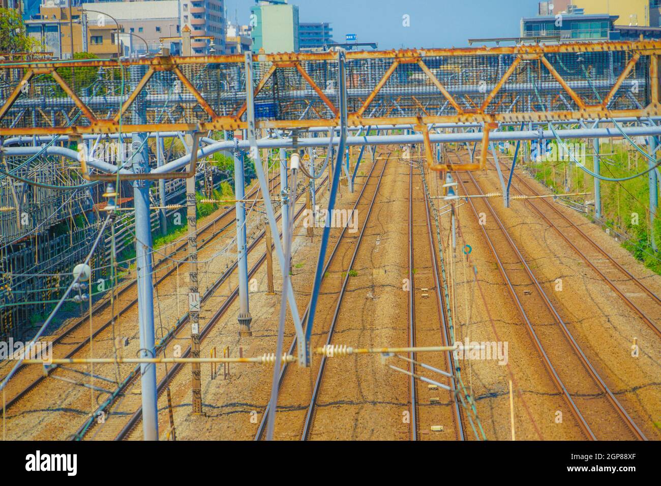 Groupe de lignes menant à la gare de Yokohama. Lieu de tournage : préfecture de kanagawa, ville de Yokohama Banque D'Images
