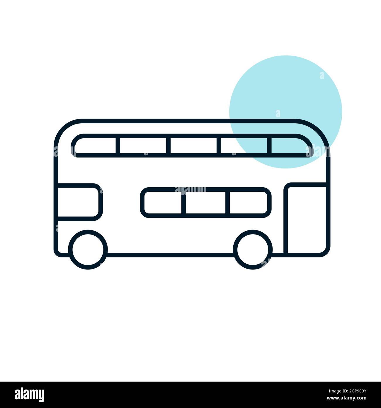 Icône de vecteur plat de bus à double étage. Symbole graphique pour la conception, le logo, l'application, l'interface utilisateur du site Web et des applications de voyage et de tourisme Banque D'Images