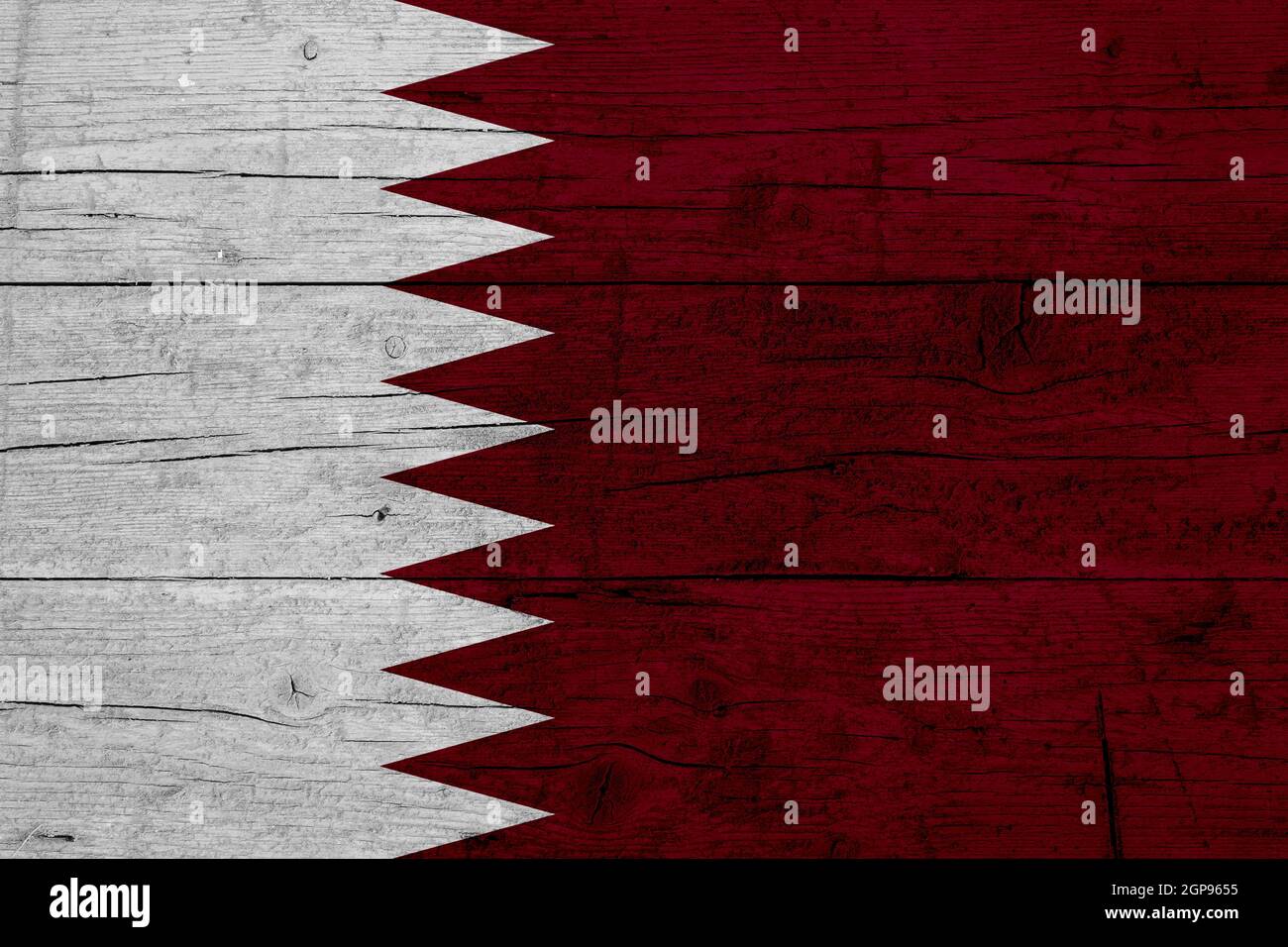 Drapeau du Qatar texture en bois du drapeau du Qatar. Banque D'Images