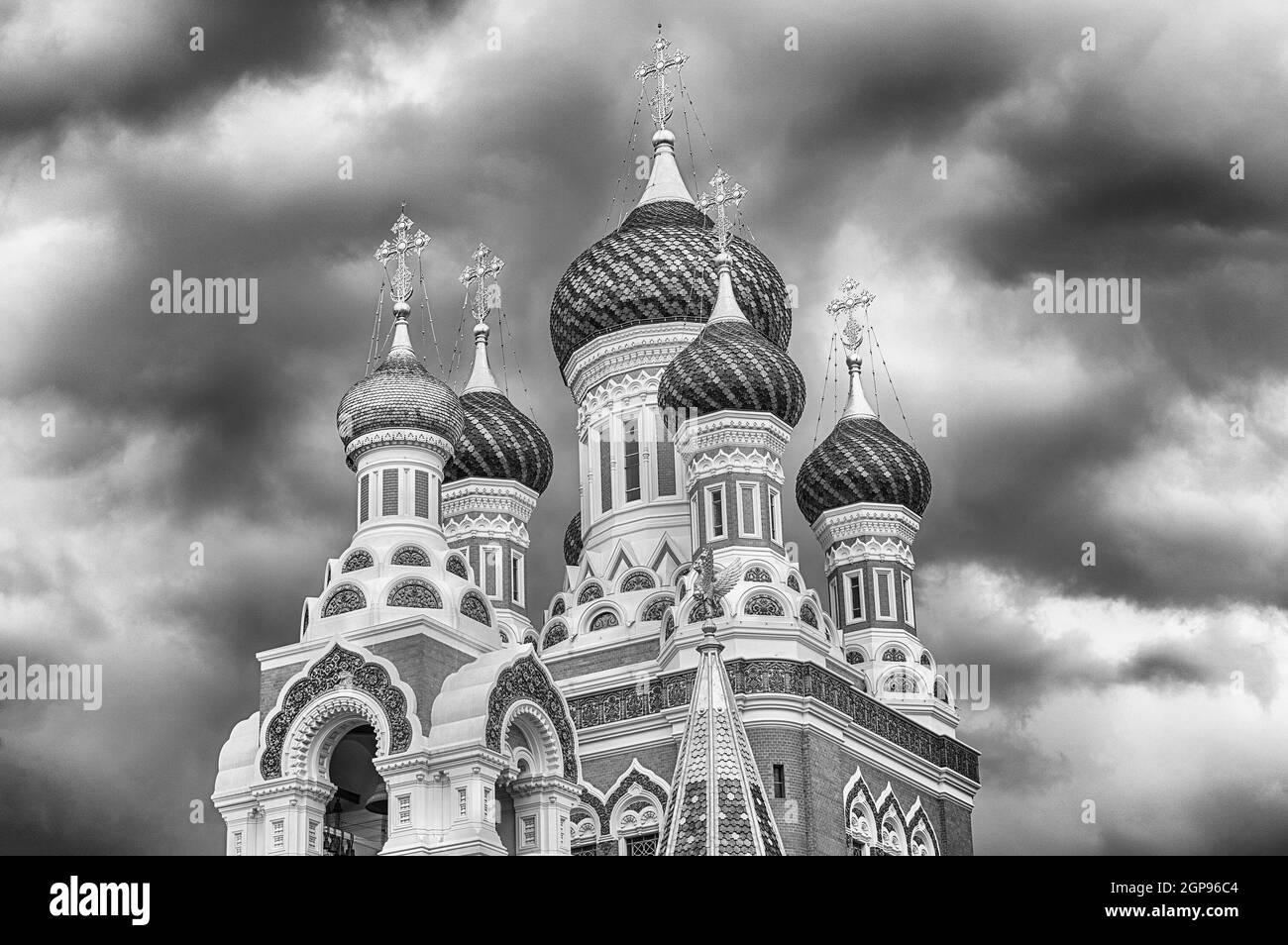 L'emblématique cathédrale orthodoxe Saint-Nicolas, l'un des principaux sites touristiques de Nice, Côte d'Azur, France Banque D'Images