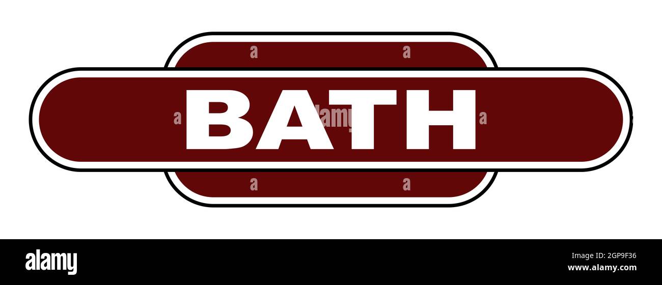 Une plaque d'identification DE station BATH UK sur fond blanc Banque D'Images