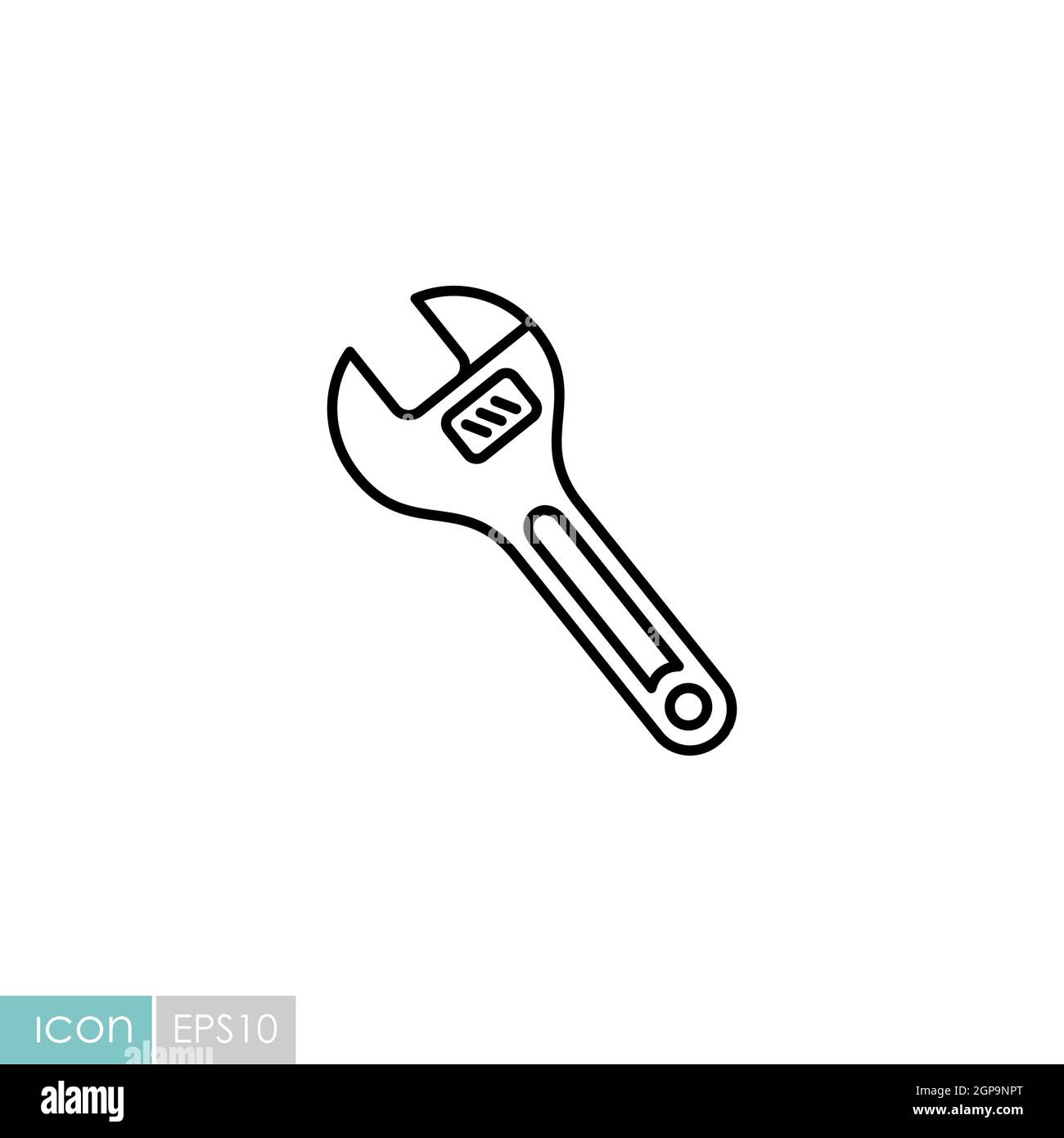 Icône de clé à molette vectorielle plate. Construction, réparation et ...