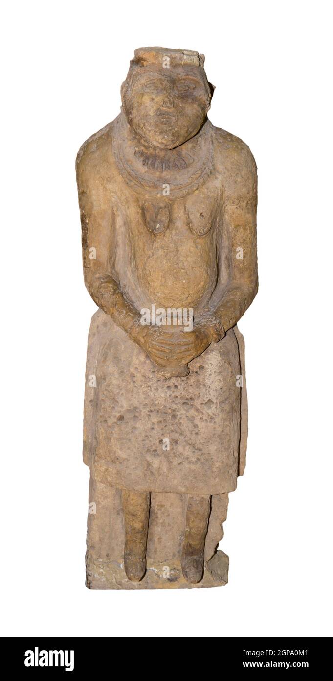 La sculpture de la femme-ancêtre.Polovcy.12-13 siècles.est isolé sur le livre blanc Banque D'Images