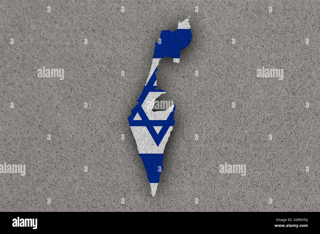 Carte et drapeau d'Israël sur Felt Banque D'Images