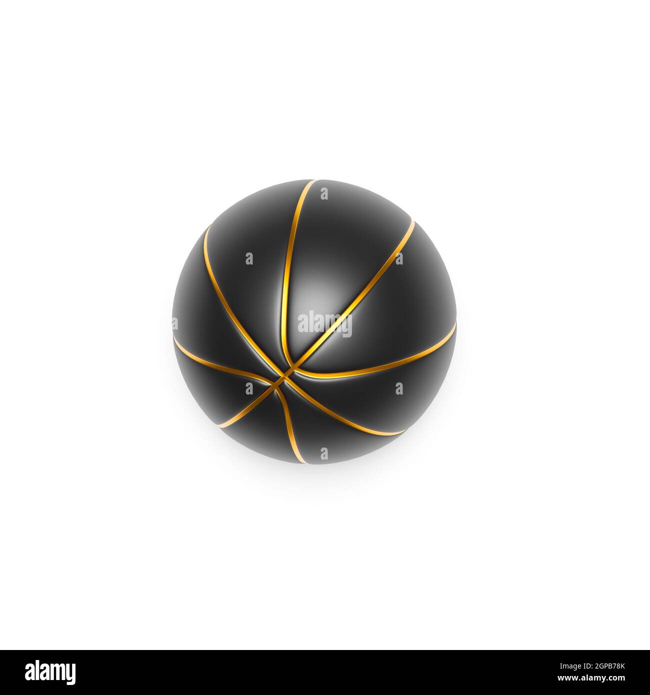 Basket-ball noir avec or sur fond lumineux, rendu 3d Banque D'Images