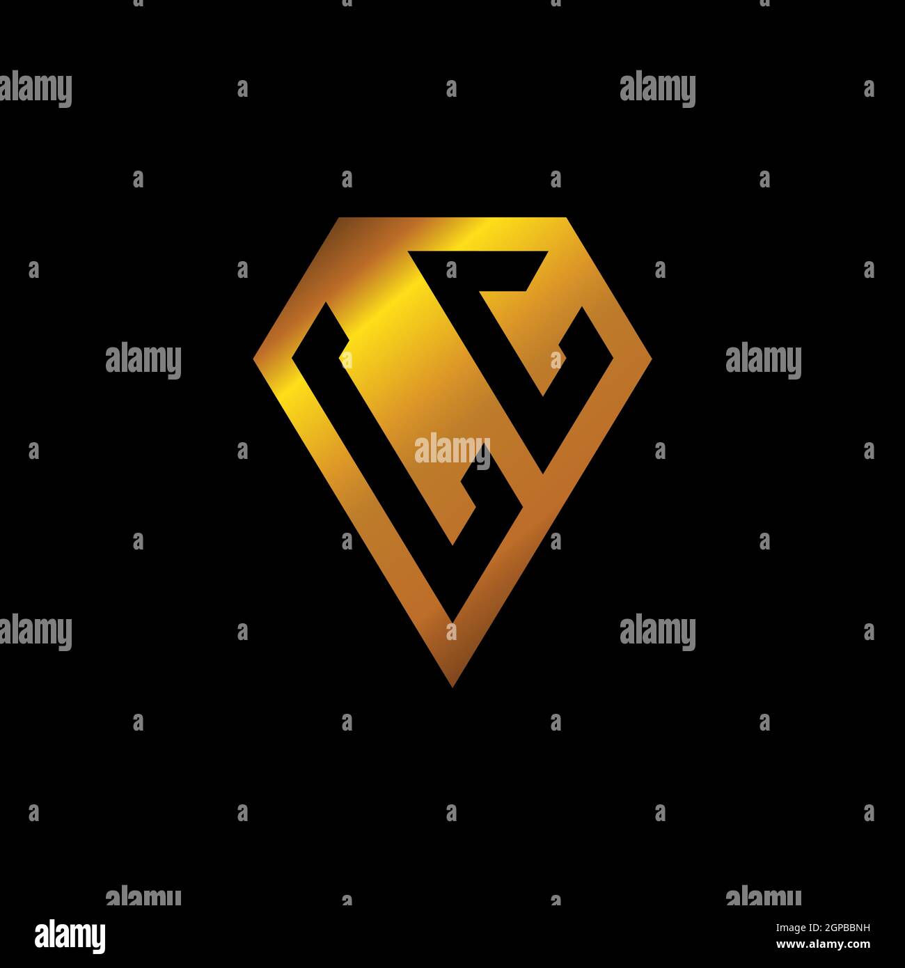 Logo LC avec vecteur en forme de losange doré, monogramme géométrique en forme de doré isolé sur fond noir Illustration de Vecteur