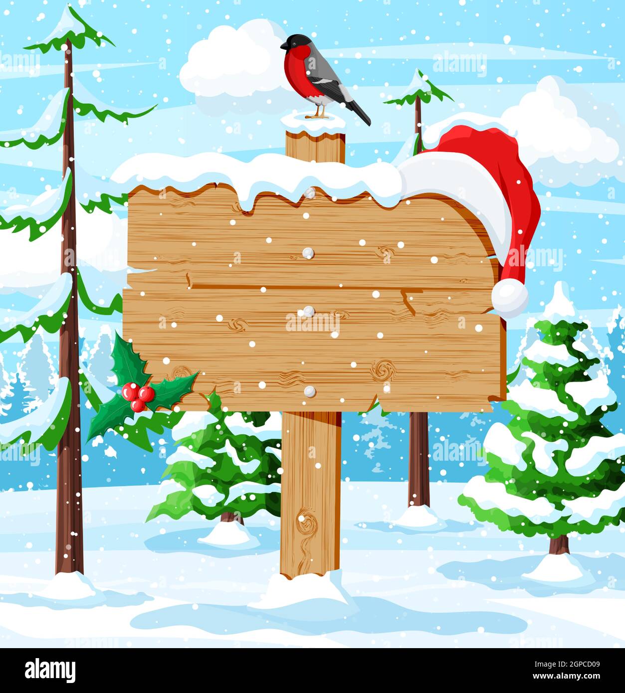 Noël paysage d'hiver Image Vectorielle Stock - Alamy