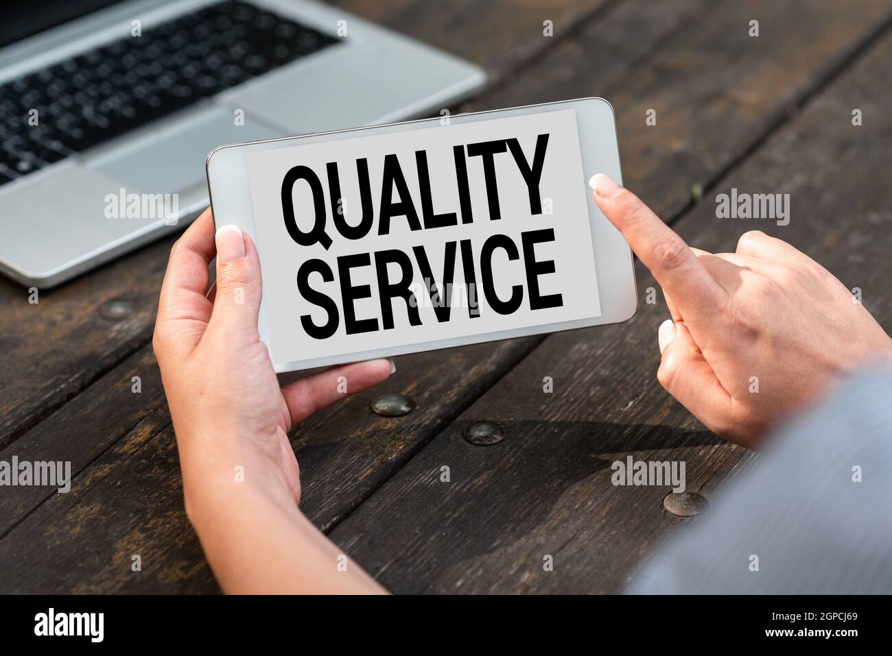 Panneau d'écriture manuel qualité Service. Une idée commerciale de la ...