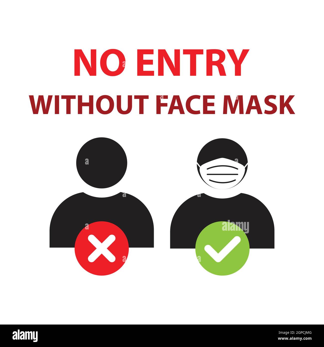 Pas d'entrée sans masque de visage icône vecteur porte un masque de design graphique, logo, site Web, médias sociaux, application mobile, Illustration de l'interface utilisateur. Illustration de Vecteur