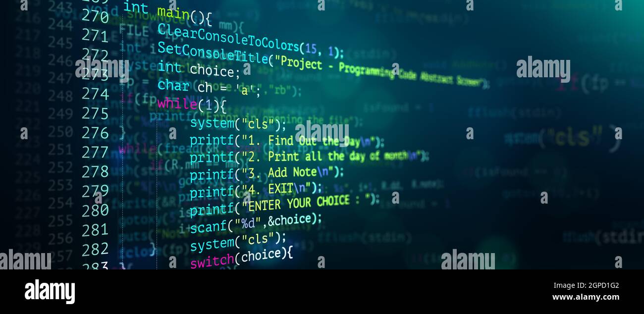 Résumé technologie moderne de programmation de développeur d'écran de code. C langage de programmation du script et de la technologie de l'ordinateur contexte du logiciel. Banque D'Images Résumé technologie moderne de programmation de développeur d'écran de code. C langage de programmation du script et de la technologie de l'ordinateur contexte du logiciel. Banque D'Images