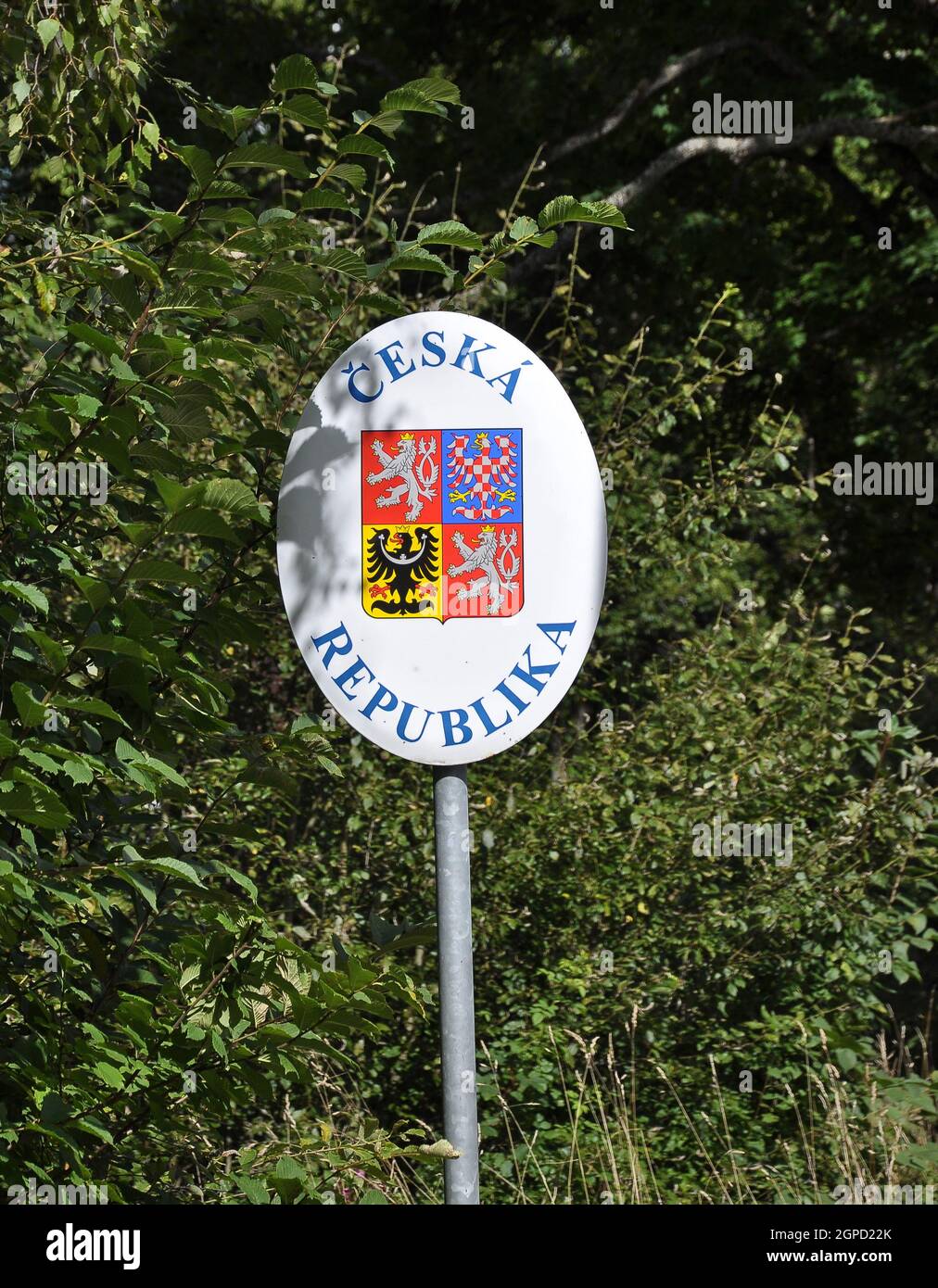 Panneau de la frontière République tchèque à Bayerisch Eisenstein Banque D'Images