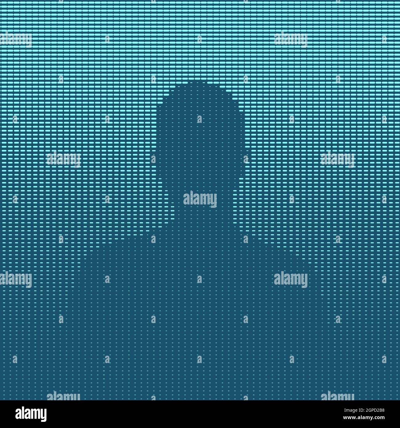 Illustration de la silhouette de l'homme en bleu, motif demi-ton composé de tirets Banque D'Images