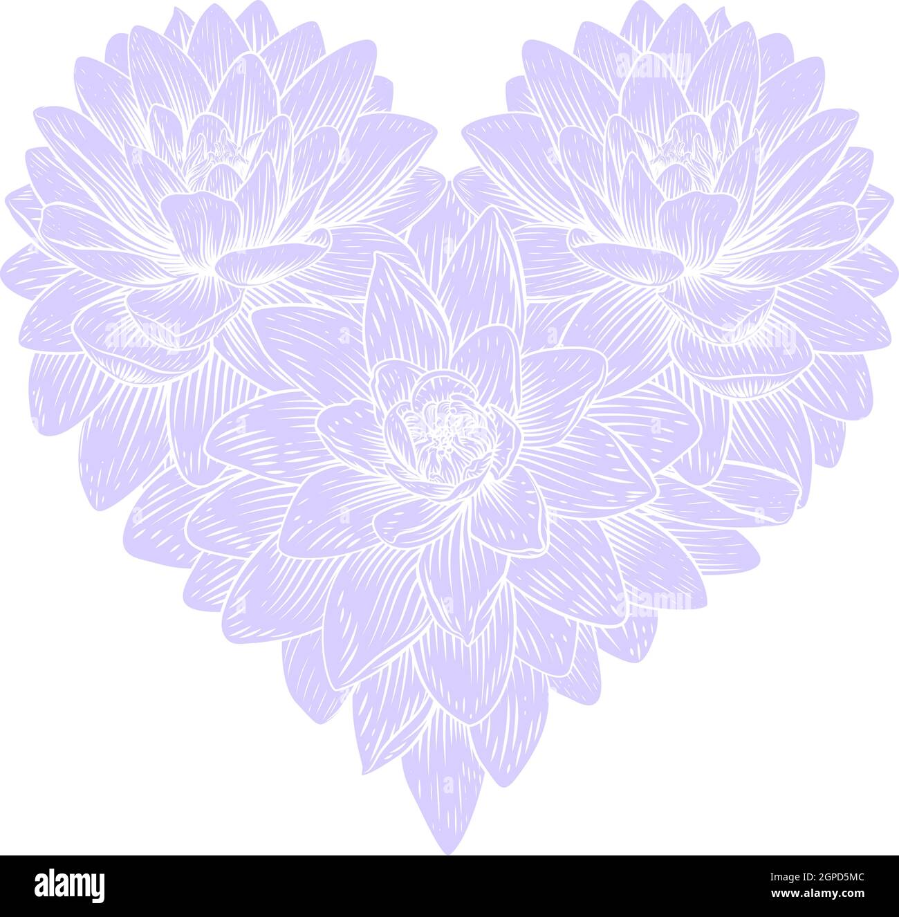 Coeur fleur Amour Floral Vintage Etching Illustration de Vecteur