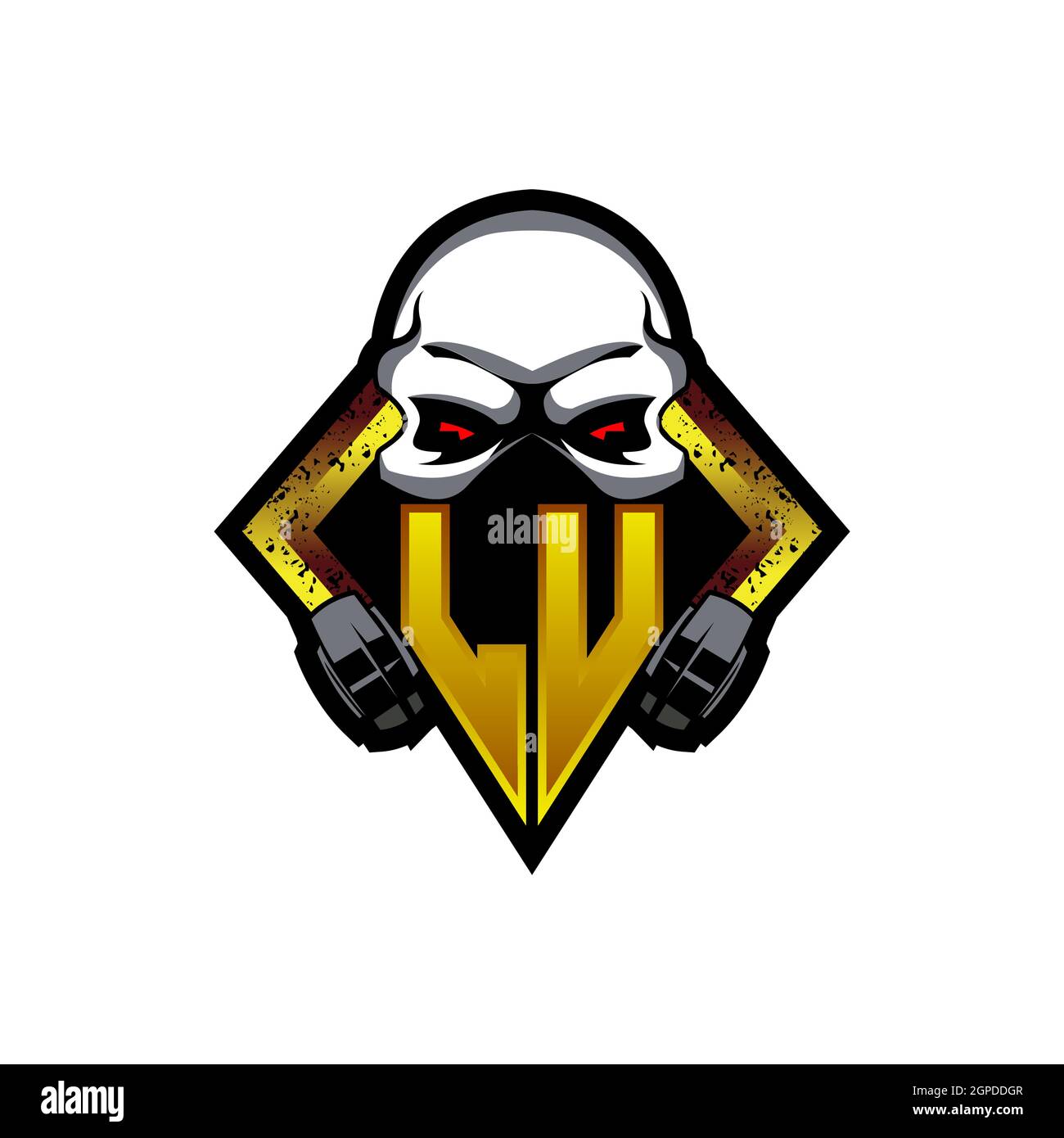 Lu logo monogramme avec Skull Shape conceptions modèle vecteur icône moderne Illustration de Vecteur