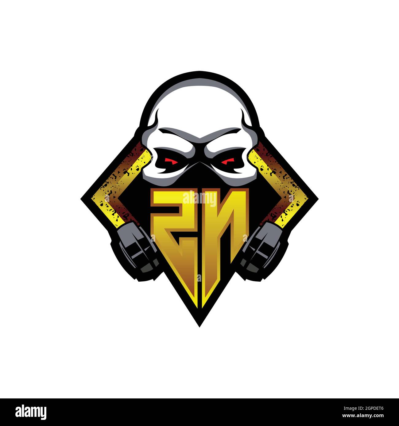 LOGO ZN monogramme avec forme de crâne dessins modèle vecteur icône moderne Illustration de Vecteur