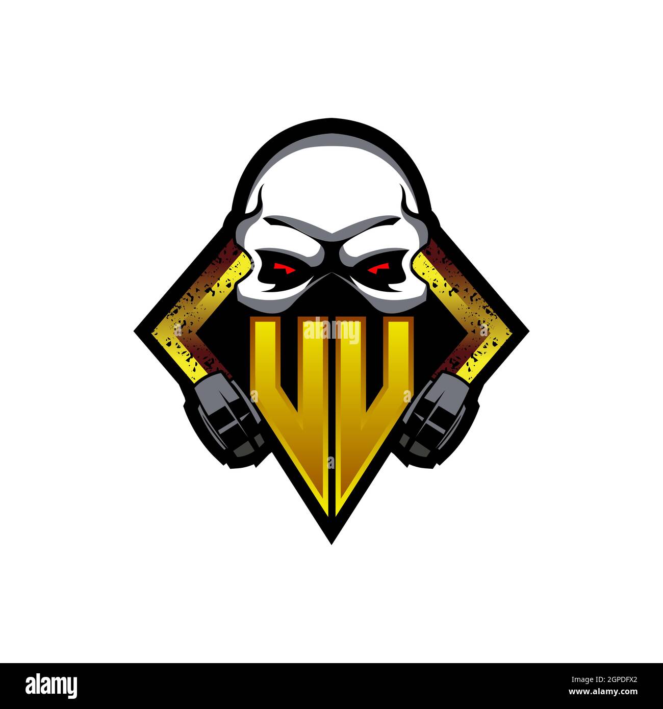 UU logo monogramme avec Skull Shape conceptions modèle vecteur icône moderne Illustration de Vecteur