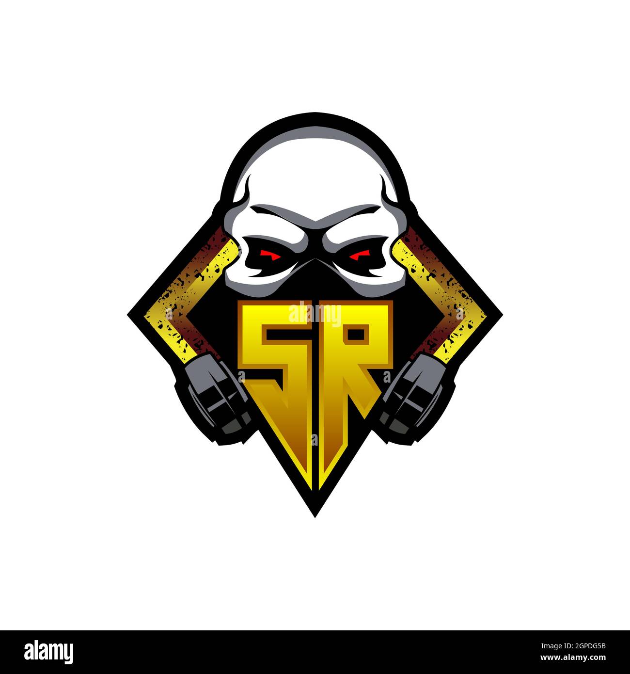 UR logo eSport initiale de jeu avec modèle de vecteur de conception de couleur bleu clair Illustration de Vecteur