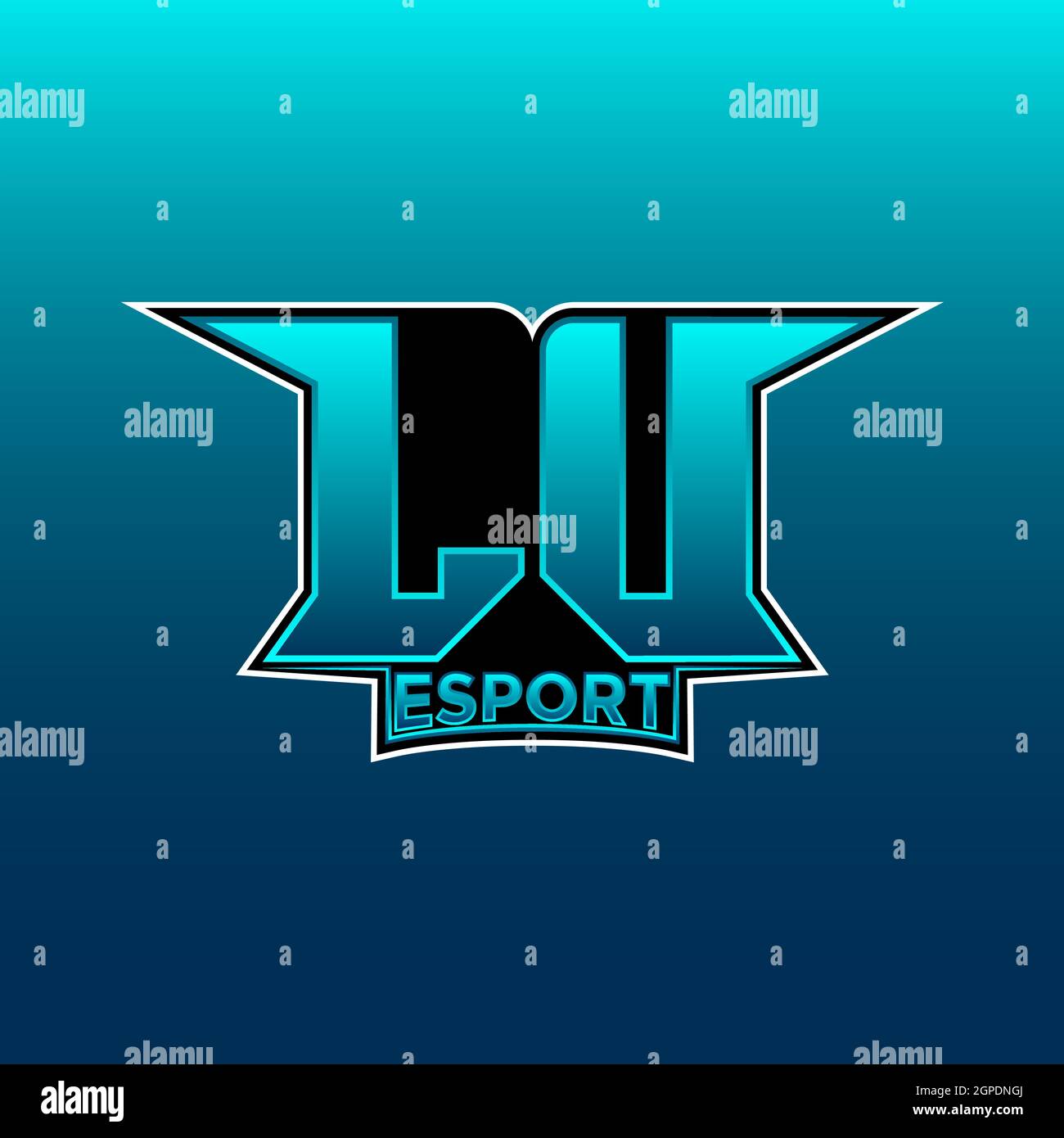 Logo LU eSport initiale de jeu avec modèle de vecteur de couleur bleu clair Illustration de Vecteur