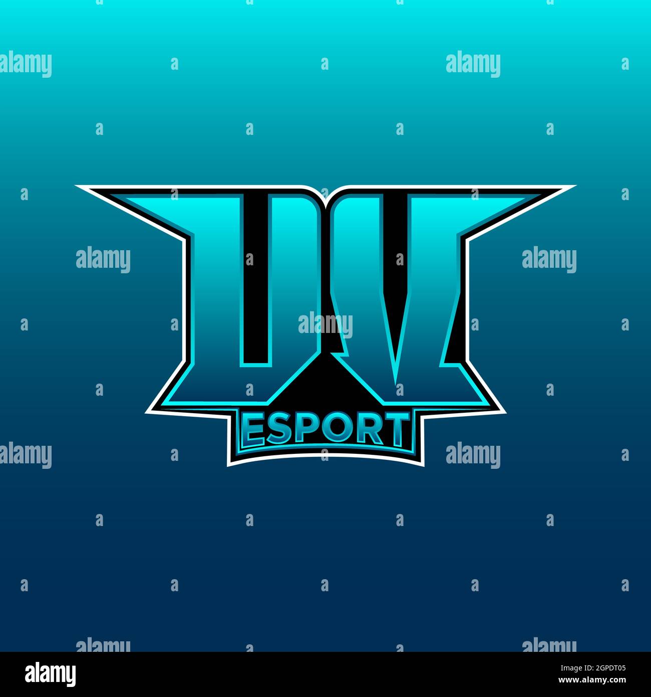 Logo UV eSport initiale de jeu avec modèle de vecteur de couleur bleu clair Illustration de Vecteur