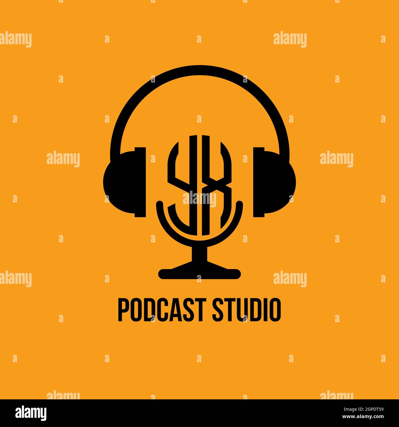 Logo YX Monogram lettre casque et microphone style vectoriel, logo Podcast Studio Illustration de Vecteur