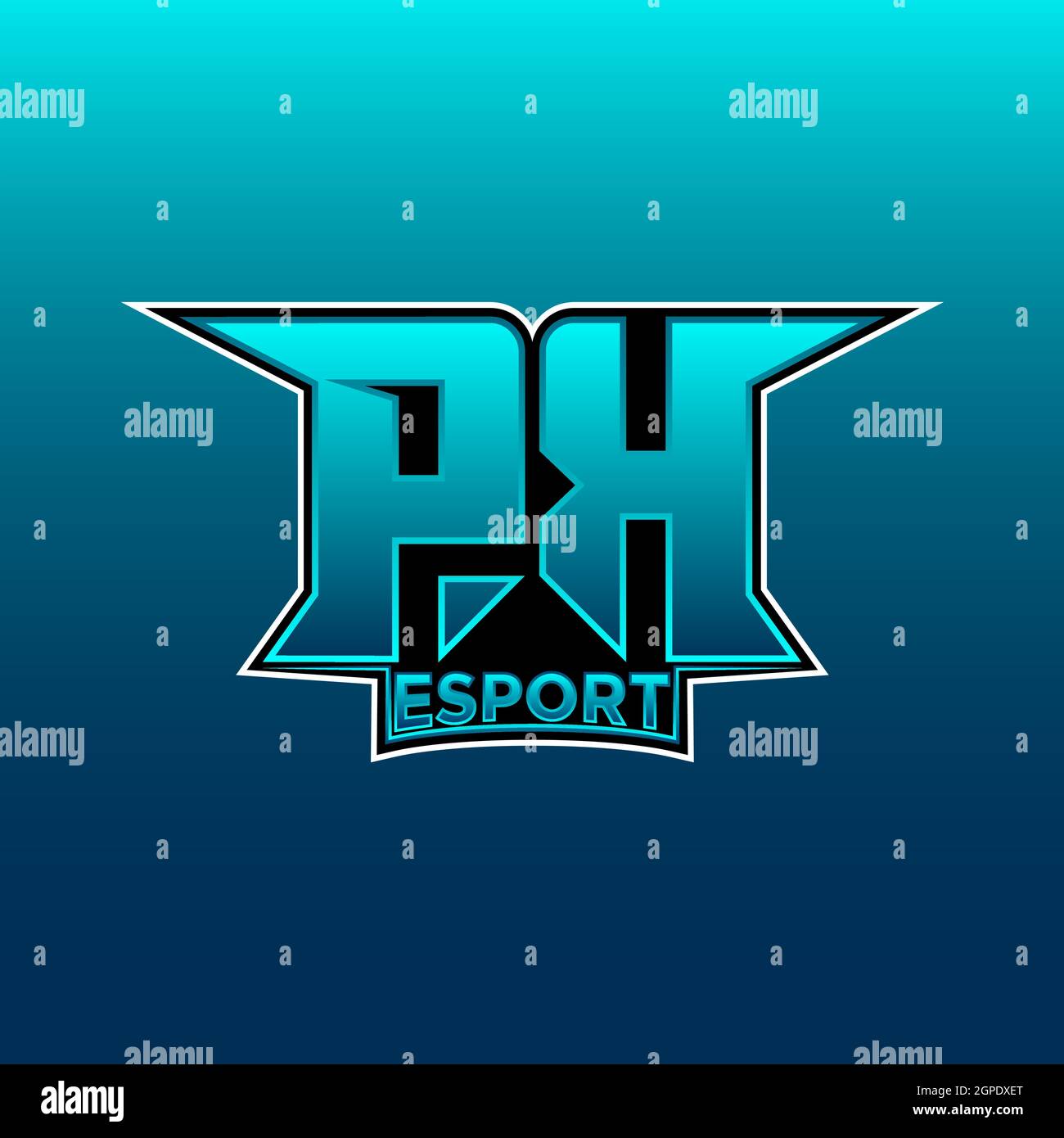 Logo PK eSport initiale de jeu avec modèle vectoriel bleu clair Illustration de Vecteur
